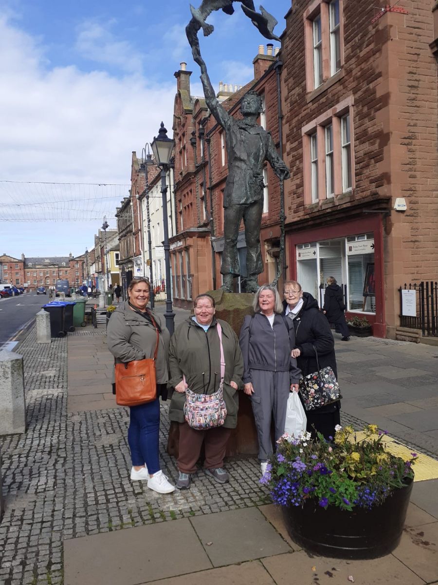 Some of the Lochgelly Group saying hello to John Muir on the mystery tour that took us to Dunbar September 2026